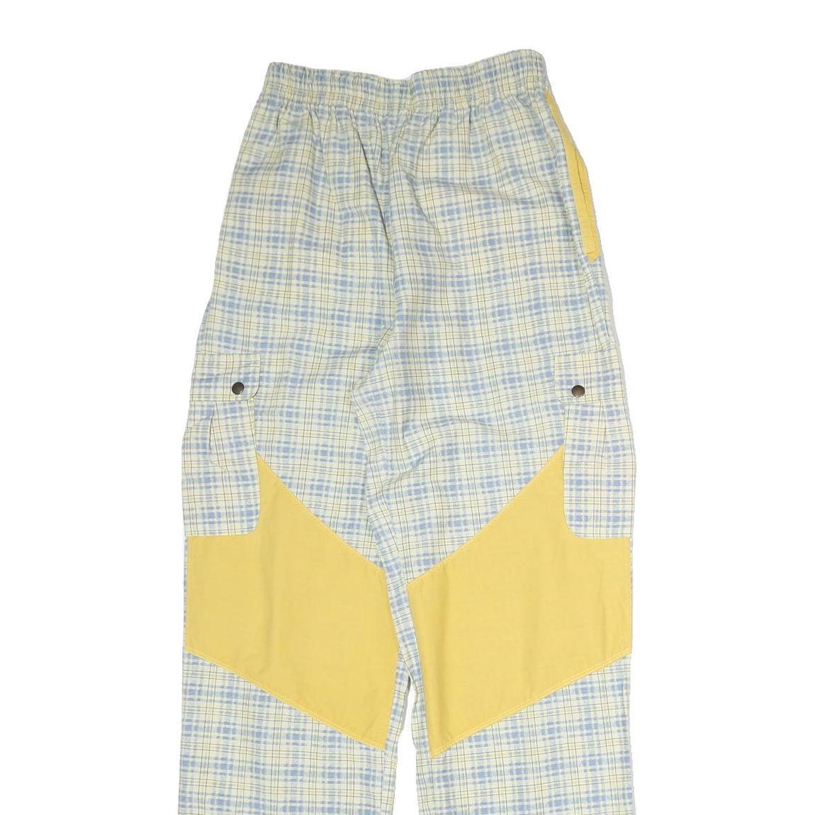 Womens Cotton Blend Regular Fit Straight Trousers Blue & Cream Check W24 L20