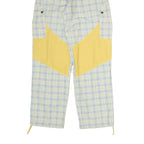 Womens Cotton Blend Regular Fit Straight Trousers Blue & Cream Check W24 L20