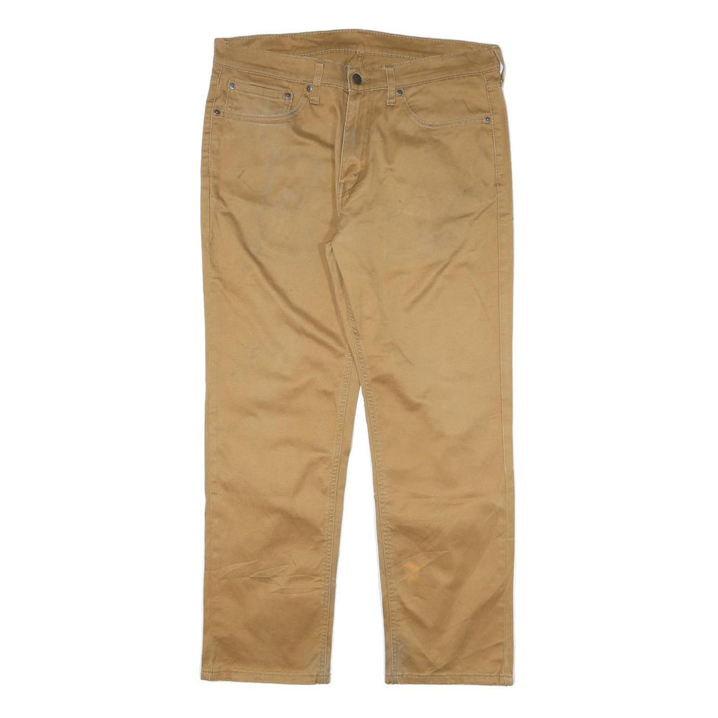 LEVI'S Mens Cotton Blend Beige Regular Straight Trousers W34 L29 Casual Zip