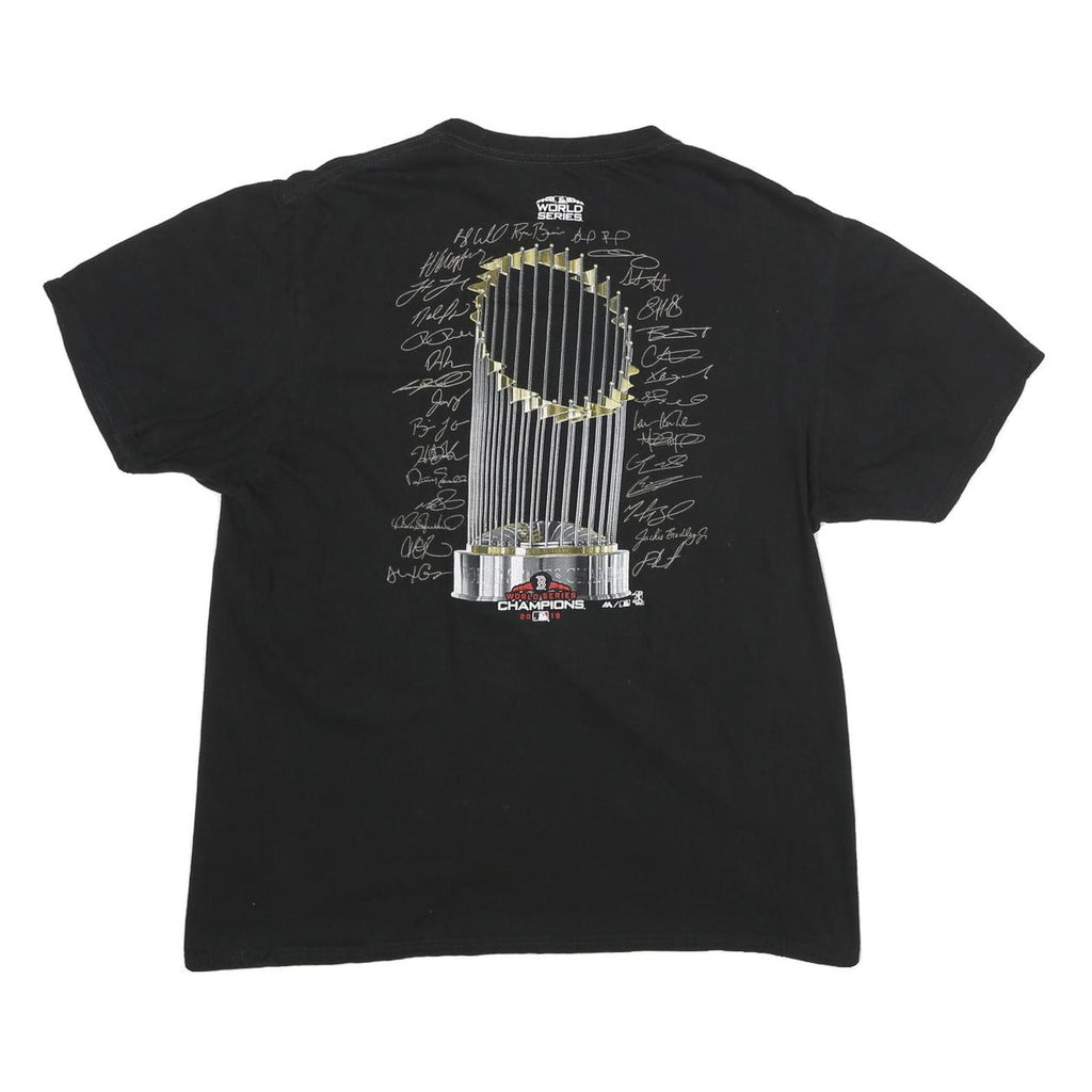 MAJESTIC Mens Black Boston World Series Champions T-Shirt L Short Sleeve Crew