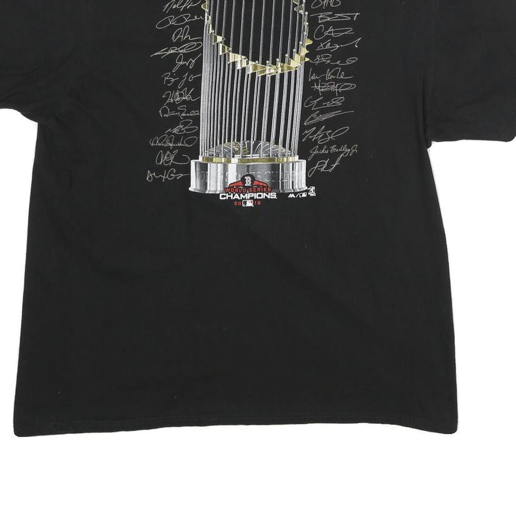 MAJESTIC Mens Black Boston World Series Champions T-Shirt L Short Sleeve Crew