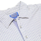 PENDLETON Mens Blue & White Geometric Short Sleeve Polo Shirt L Cotton Casual
