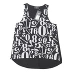 AX PARIS Womens Black & White Number Print Sleeveless Round Neck Top UK 12