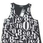 AX PARIS Womens Black & White Number Print Sleeveless Round Neck Top UK 12