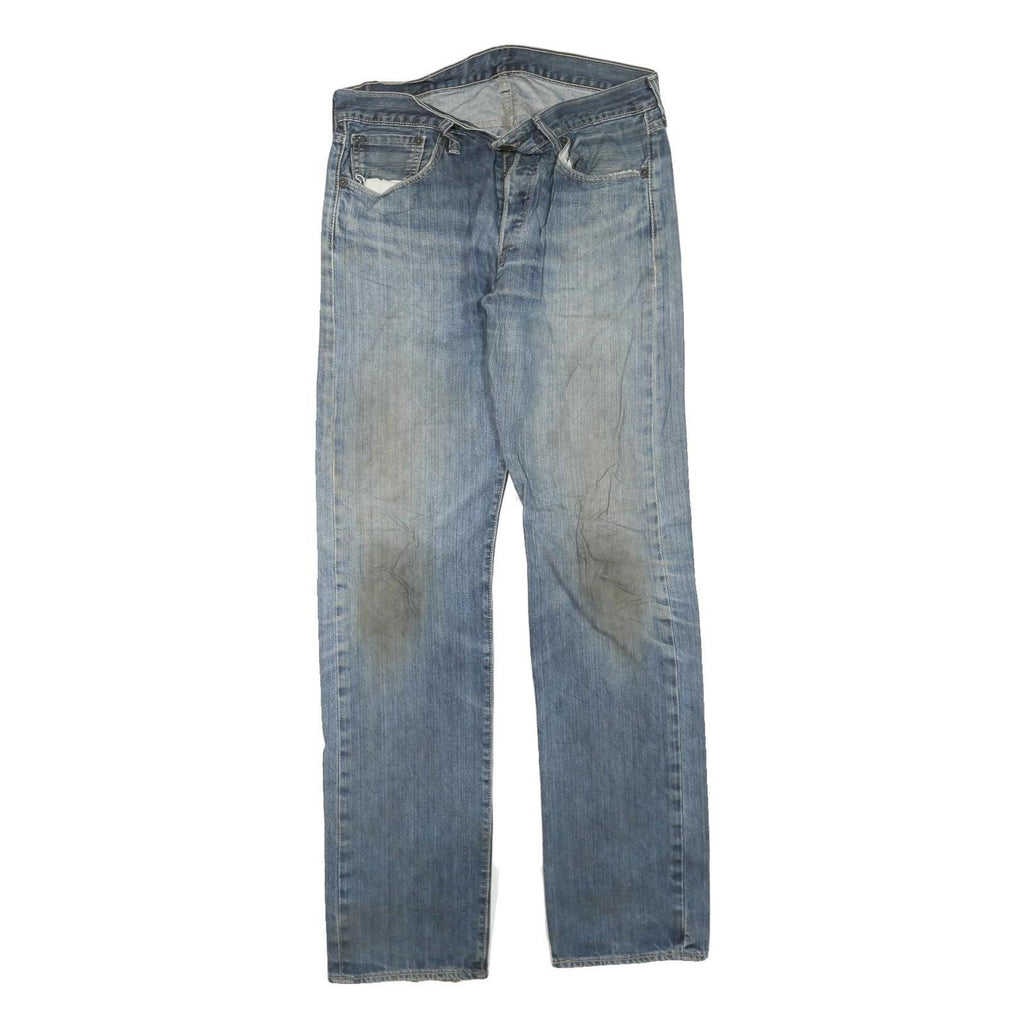 LEVI'S 501 Mens Jeans Blue Regular Straight Denim Light W32 L34 Classic Button