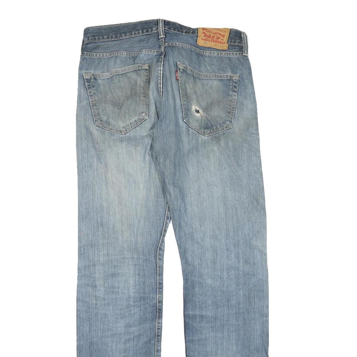 LEVI'S 501 Mens Jeans Blue Regular Straight Denim Light W32 L34 Classic Button