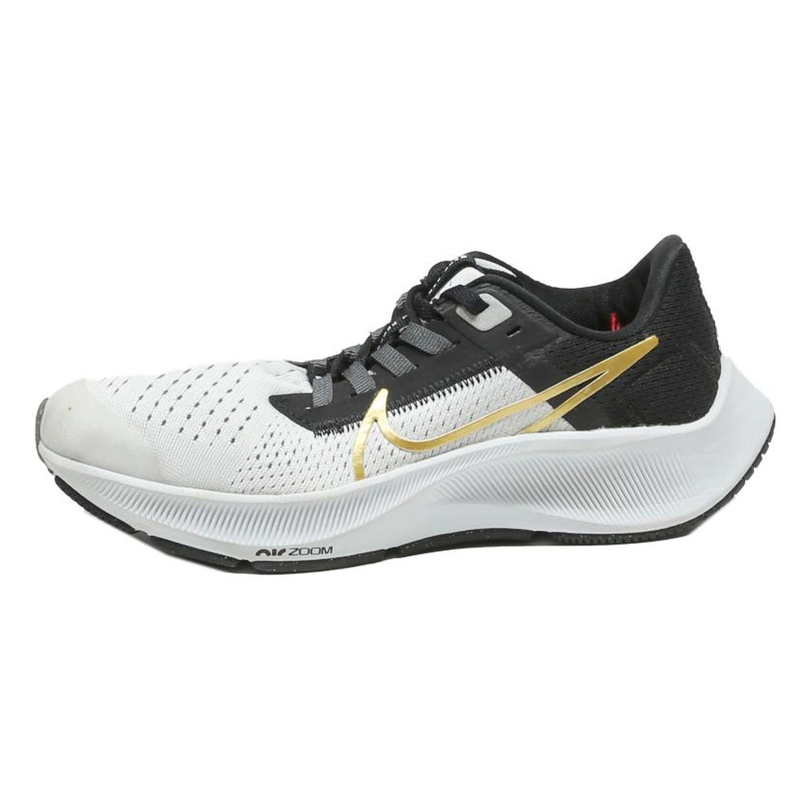 NIKE Zoom Boys Low Top Trainers White & Black Synthetic Microfibre UK 2