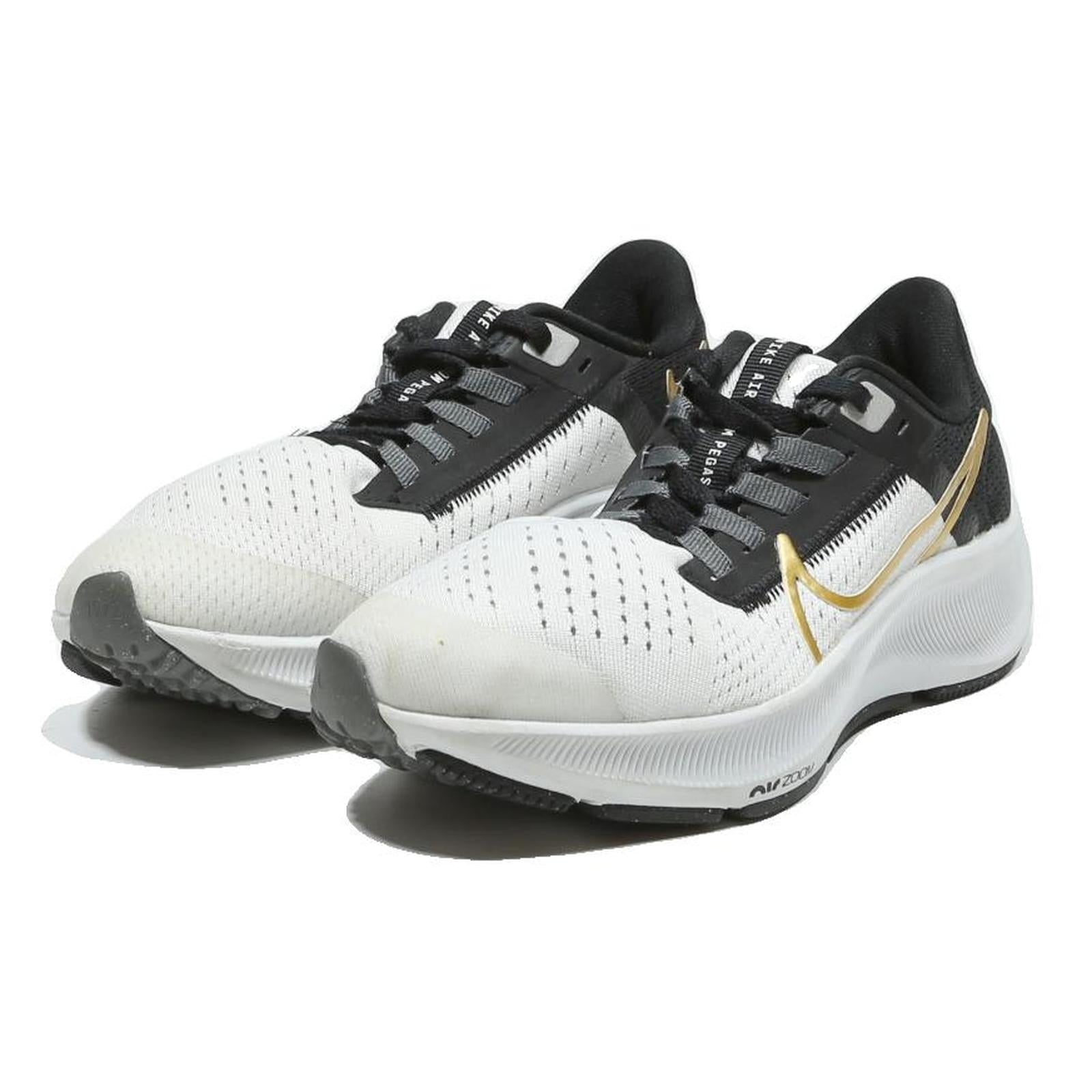 NIKE Zoom Boys Low Top Trainers White & Black Synthetic Microfibre UK 2