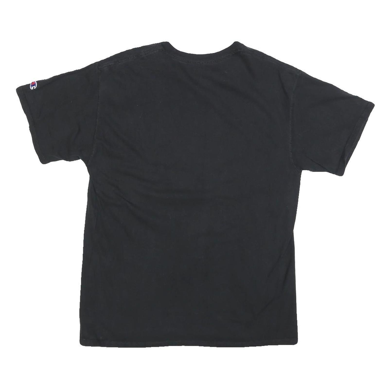 CHAMPION Mens Black Graphic T-Shirt M Short Sleeve Crew Neck Cotton Blend