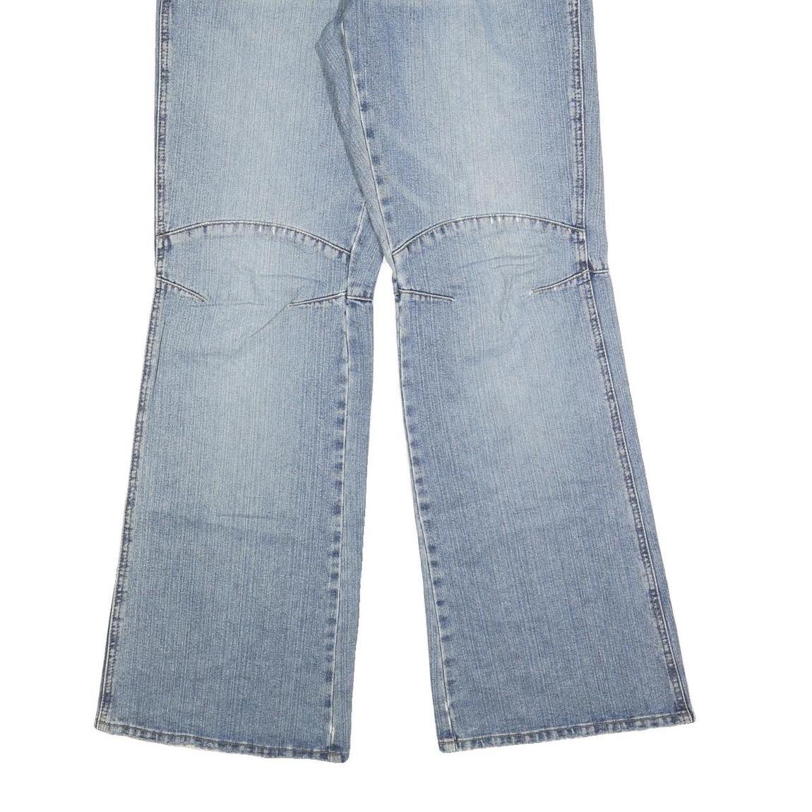 Mens Light Blue Regular Fit Wide-Leg Denim Cotton Blend Jeans W30 L36 Zip