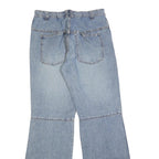 Mens Light Blue Regular Fit Wide-Leg Denim Cotton Blend Jeans W30 L36 Zip