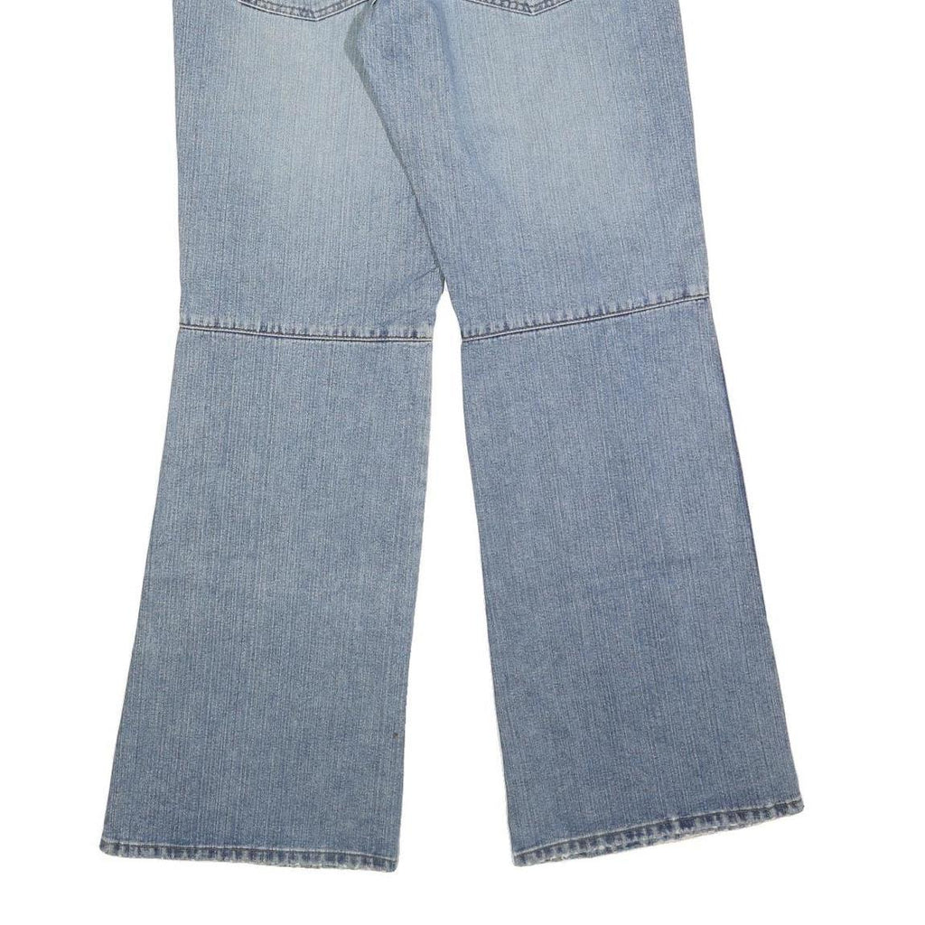 Mens Light Blue Regular Fit Wide-Leg Denim Cotton Blend Jeans W30 L36 Zip