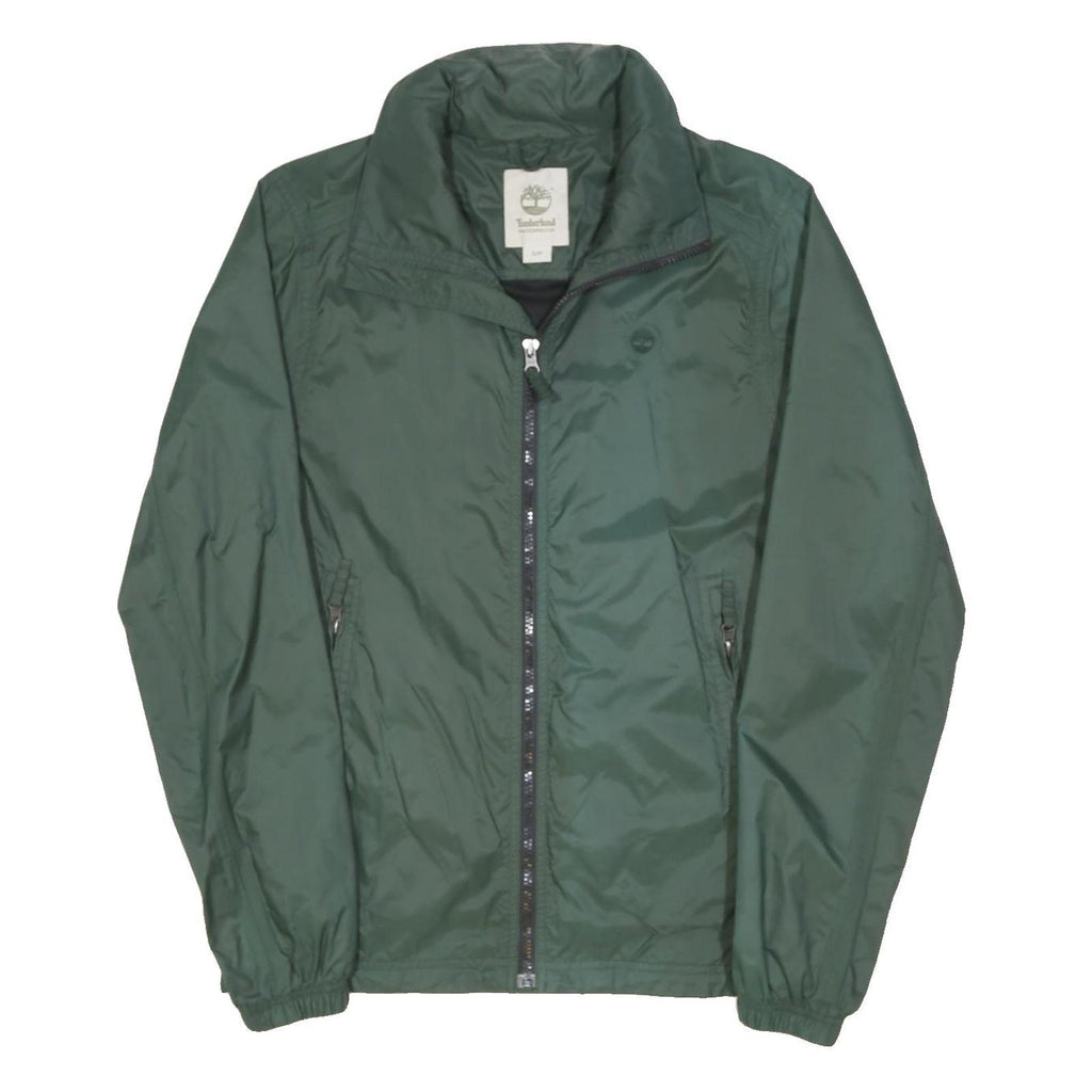 TIMBERLAND Mens Green S Nylon Zip Jacket Plain Lightweight Windbreaker
