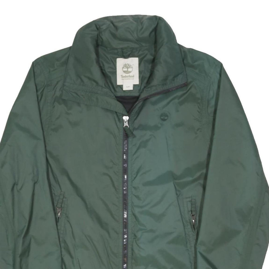 TIMBERLAND Mens Green S Nylon Zip Jacket Plain Lightweight Windbreaker