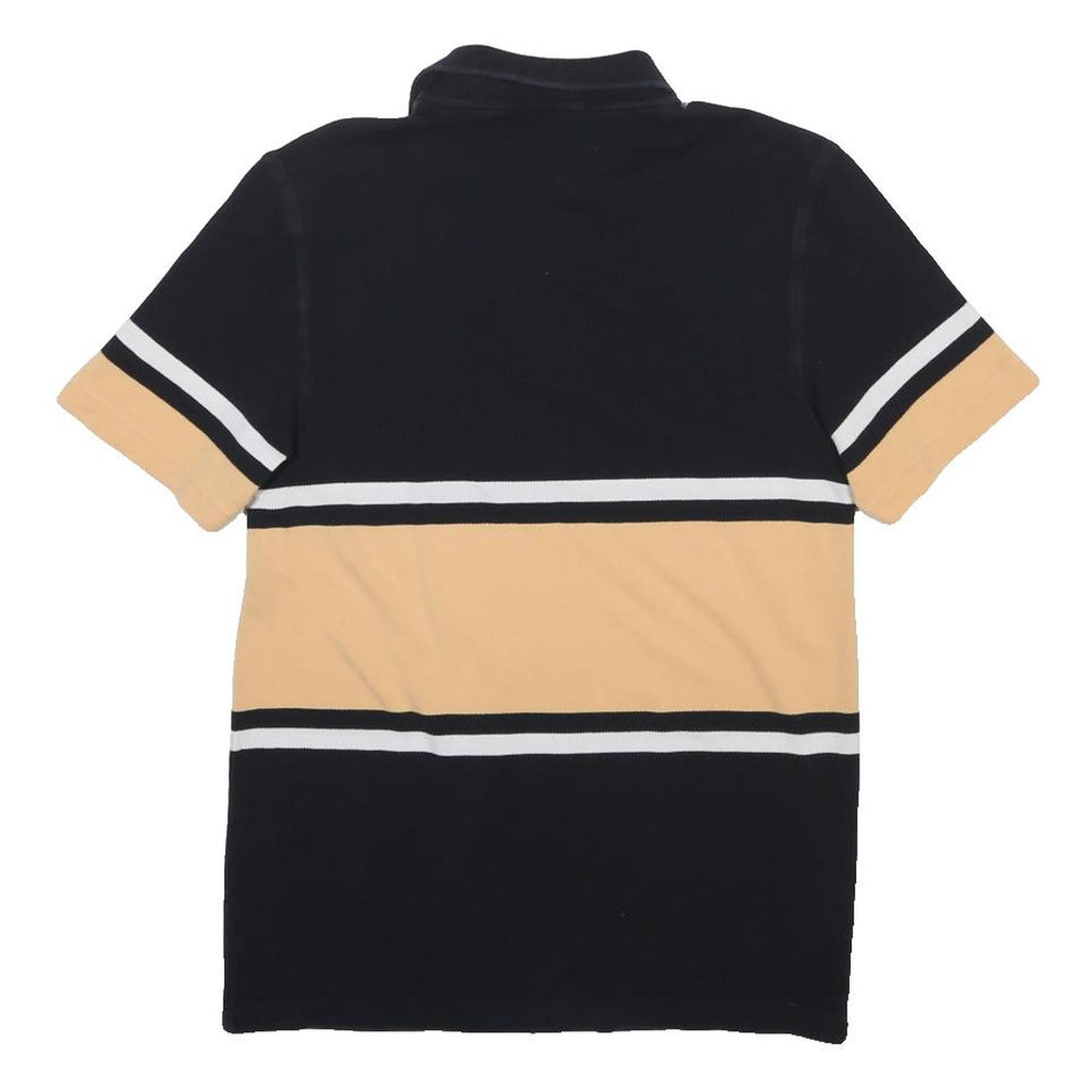 FRED PERRY Mens Black & Beige Stripe Short Sleeve Polo Shirt S Classic Cotton