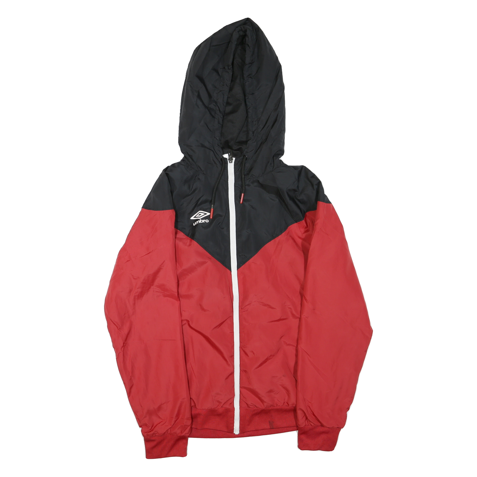 UMBRO Mens Black & Red Zip Hooded Polyester Blend Jacket M Sportswear