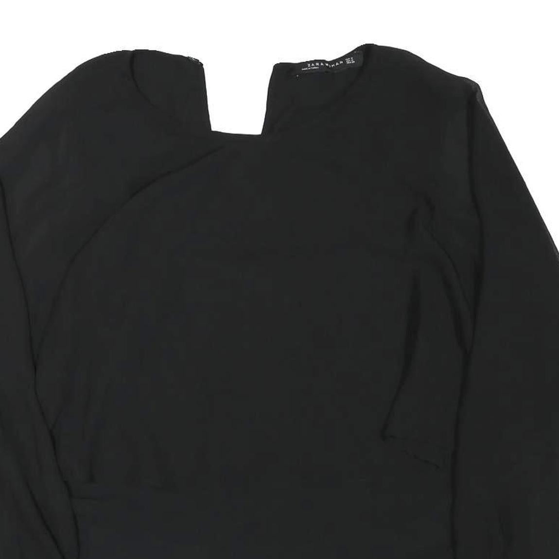 ZARA Womens Black Basic Long Sleeve Round Neck Top M Lightweight