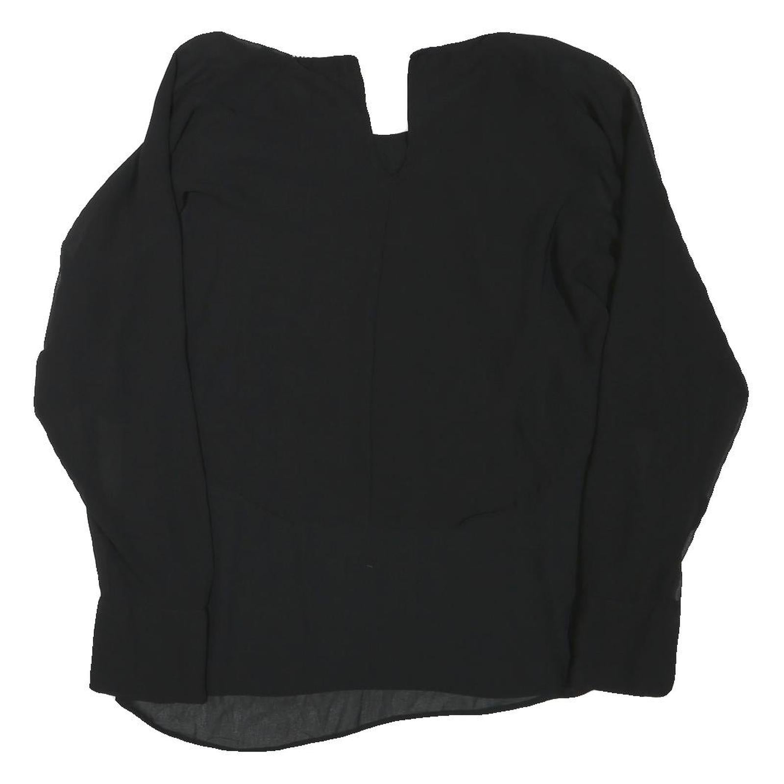 ZARA Womens Black Basic Long Sleeve Round Neck Top M Lightweight