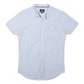 THREADBARE Mens Blue & White Striped Cotton Blend Shirt M Casual Summer Short