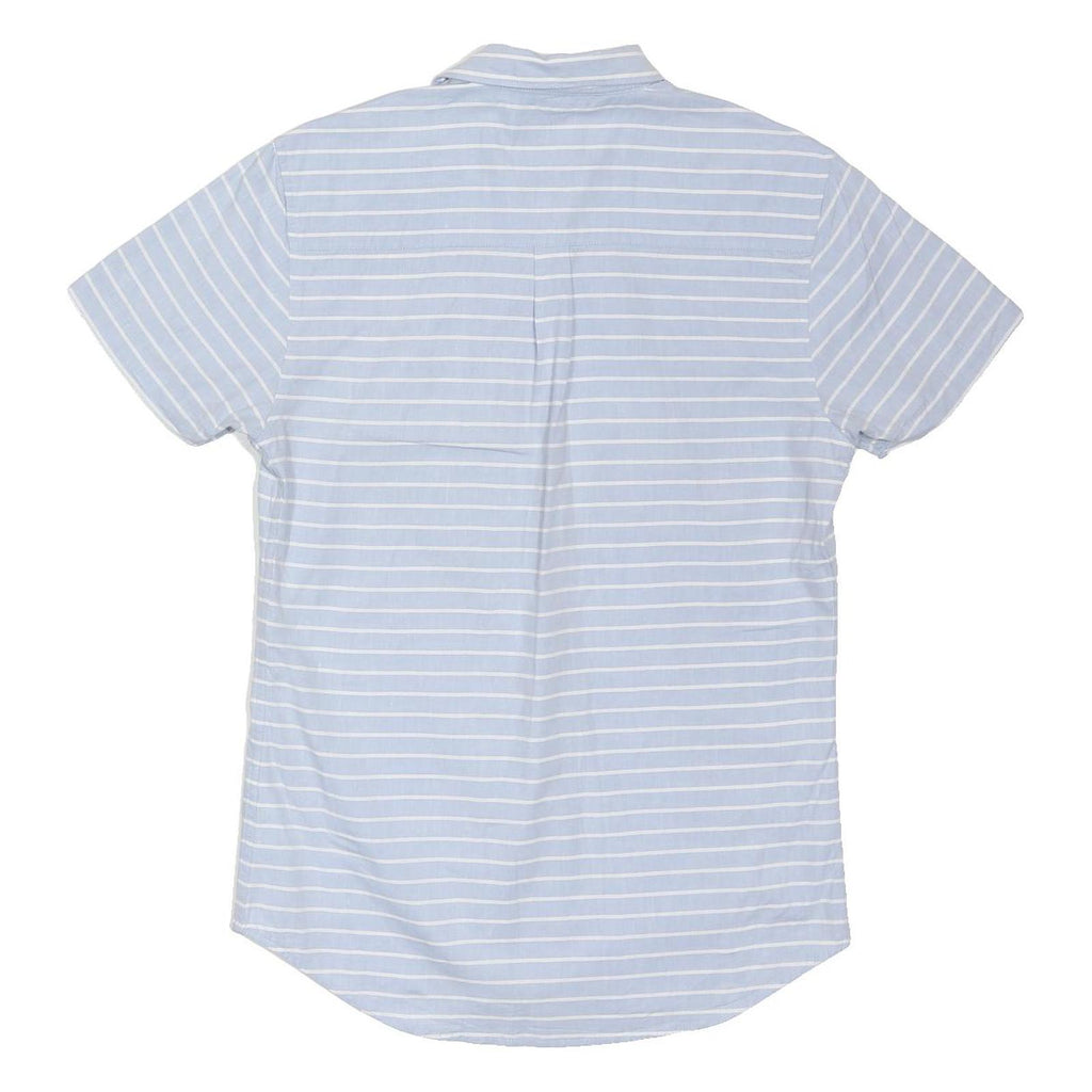 THREADBARE Mens Blue & White Striped Cotton Blend Shirt M Casual Summer Short