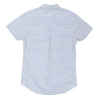 THREADBARE Mens Blue & White Striped Cotton Blend Shirt M Casual Summer Short