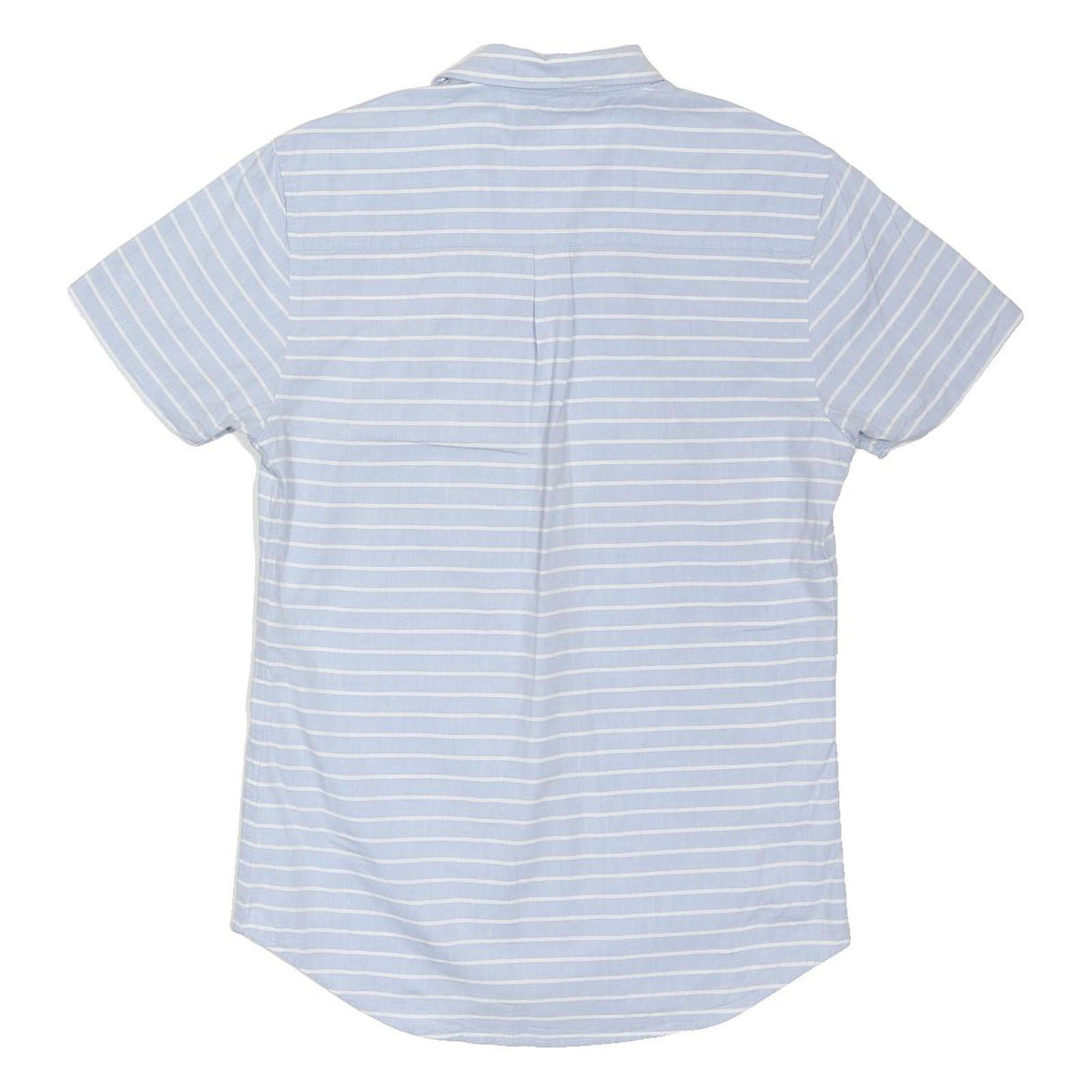 THREADBARE Mens Blue & White Striped Cotton Blend Shirt M Casual Summer Short