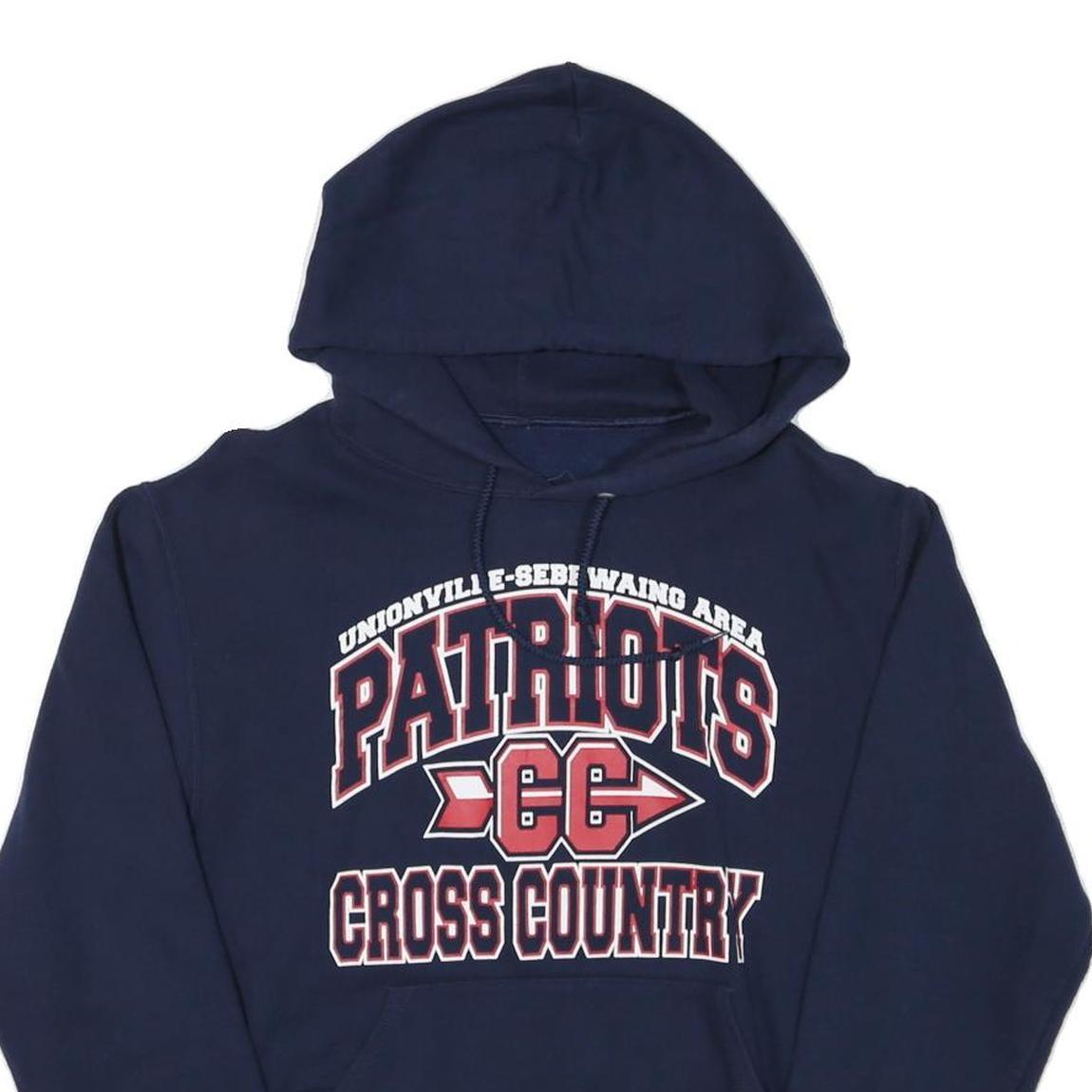Mens Navy Blue Patriots Cross Country Hoodie M Cotton Blend