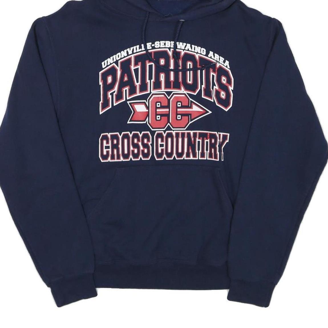Mens Navy Blue Patriots Cross Country Hoodie M Cotton Blend