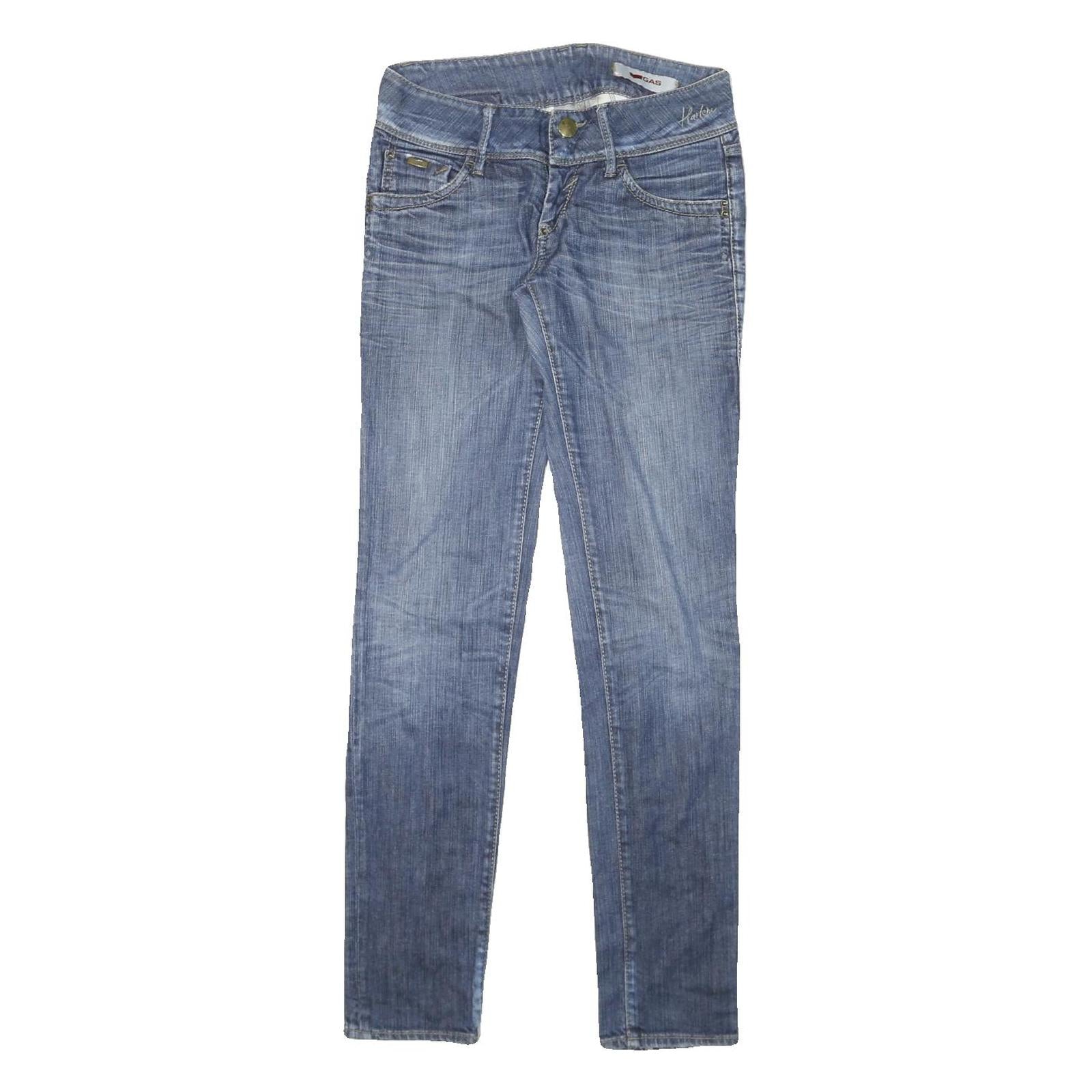 GAS Womens Slim Blue Denim Slim Jeans W28 L31 Casual Zip Cotton Blend