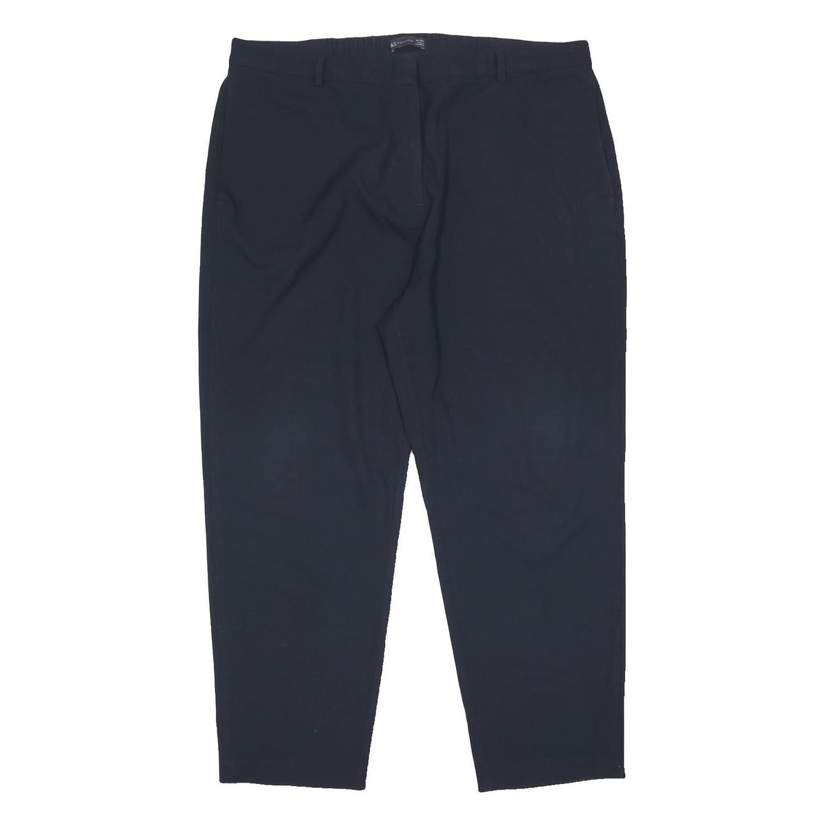 M&S Womens Blue & Navy Regular Fit Straight Leg Woven Trousers W39 L28 Zip