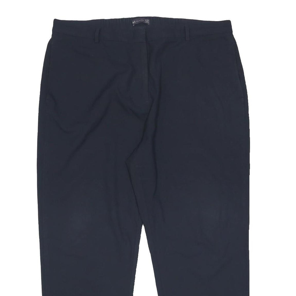 M&S Womens Blue & Navy Regular Fit Straight Leg Woven Trousers W39 L28 Zip