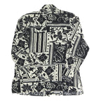 LES ESSENTIALS Womens Black & White Printed Shirt Long Sleeve Collared M Button