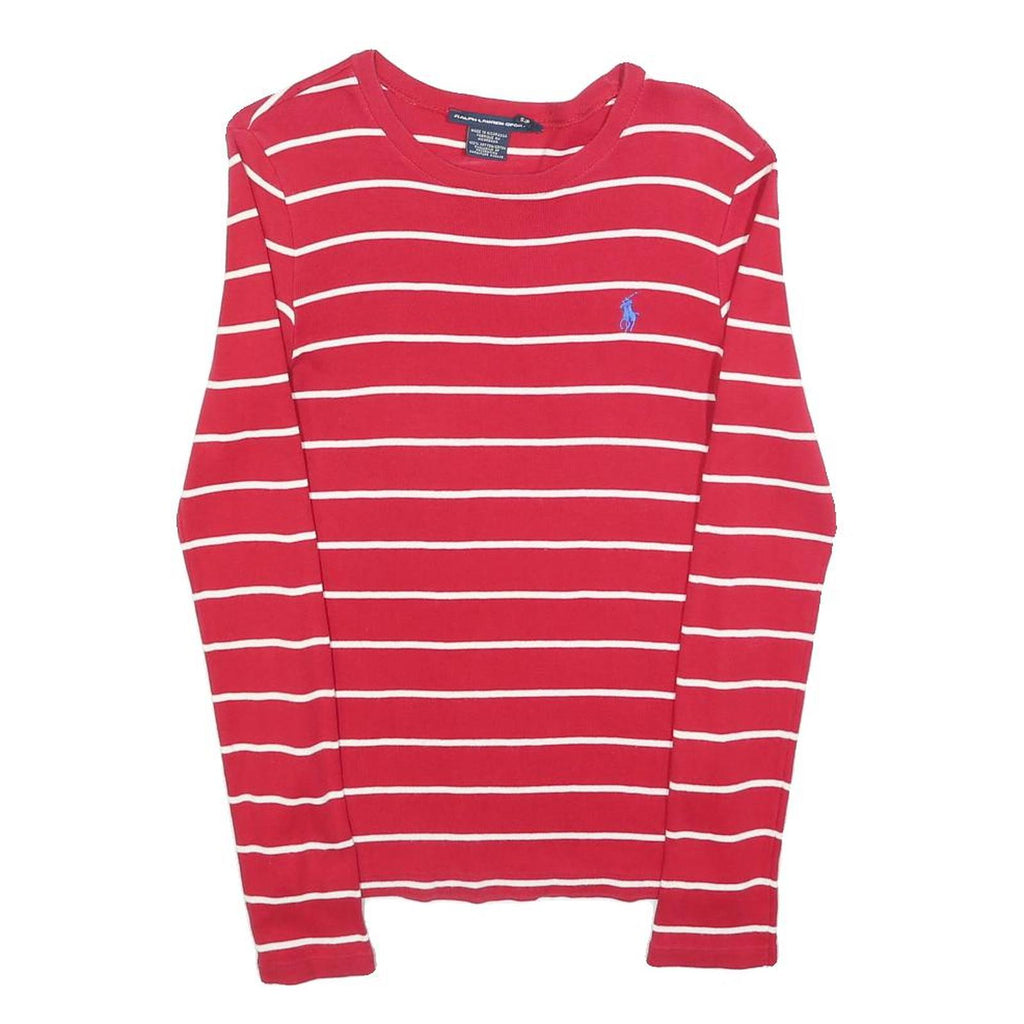 RALPH LAUREN SPORT Womens Red & White Patterned Jumper Crew Neck Basic Knit S