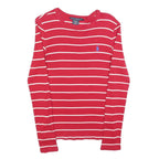 RALPH LAUREN SPORT Womens Red & White Patterned Jumper Crew Neck Basic Knit S