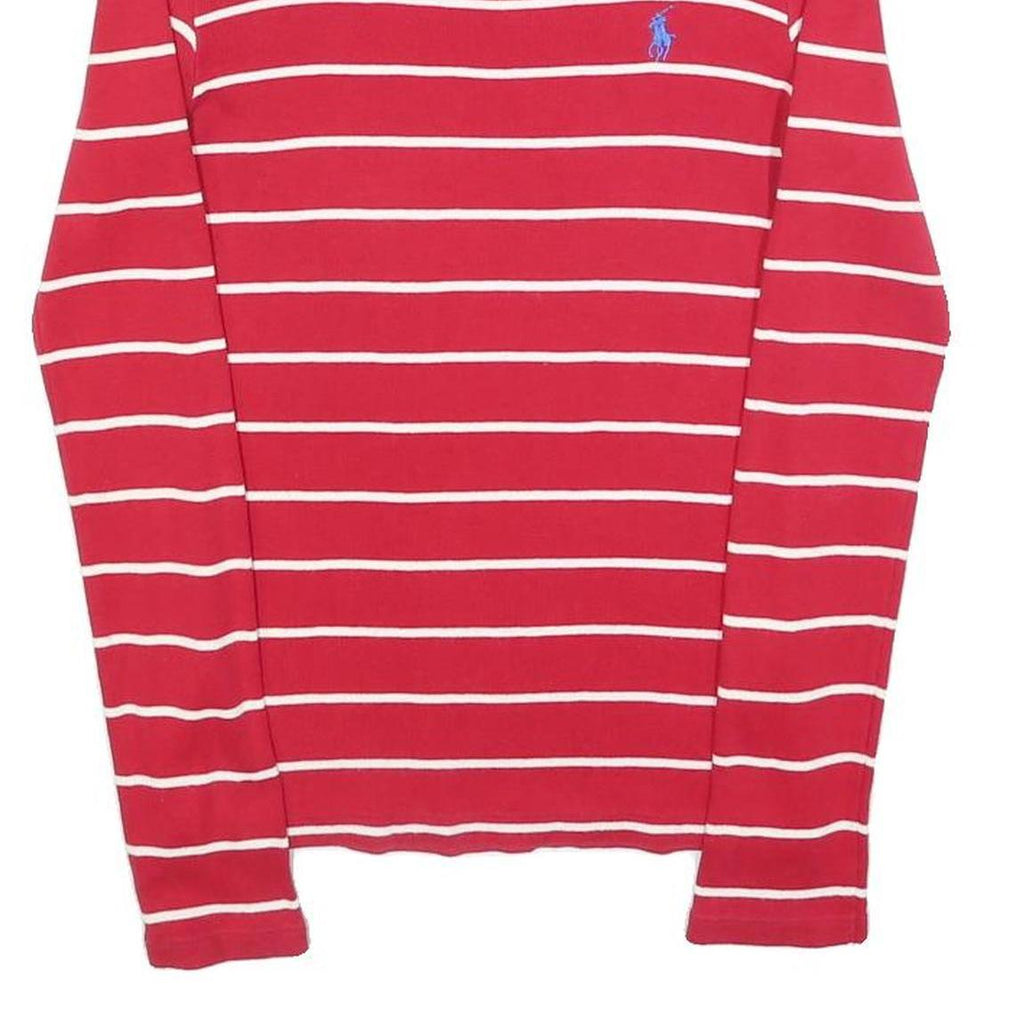 RALPH LAUREN SPORT Womens Red & White Patterned Jumper Crew Neck Basic Knit S