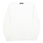 LAUREN RALPH LAUREN Womens White Plain Crew Neck Basic Knit Jumper S Cotton