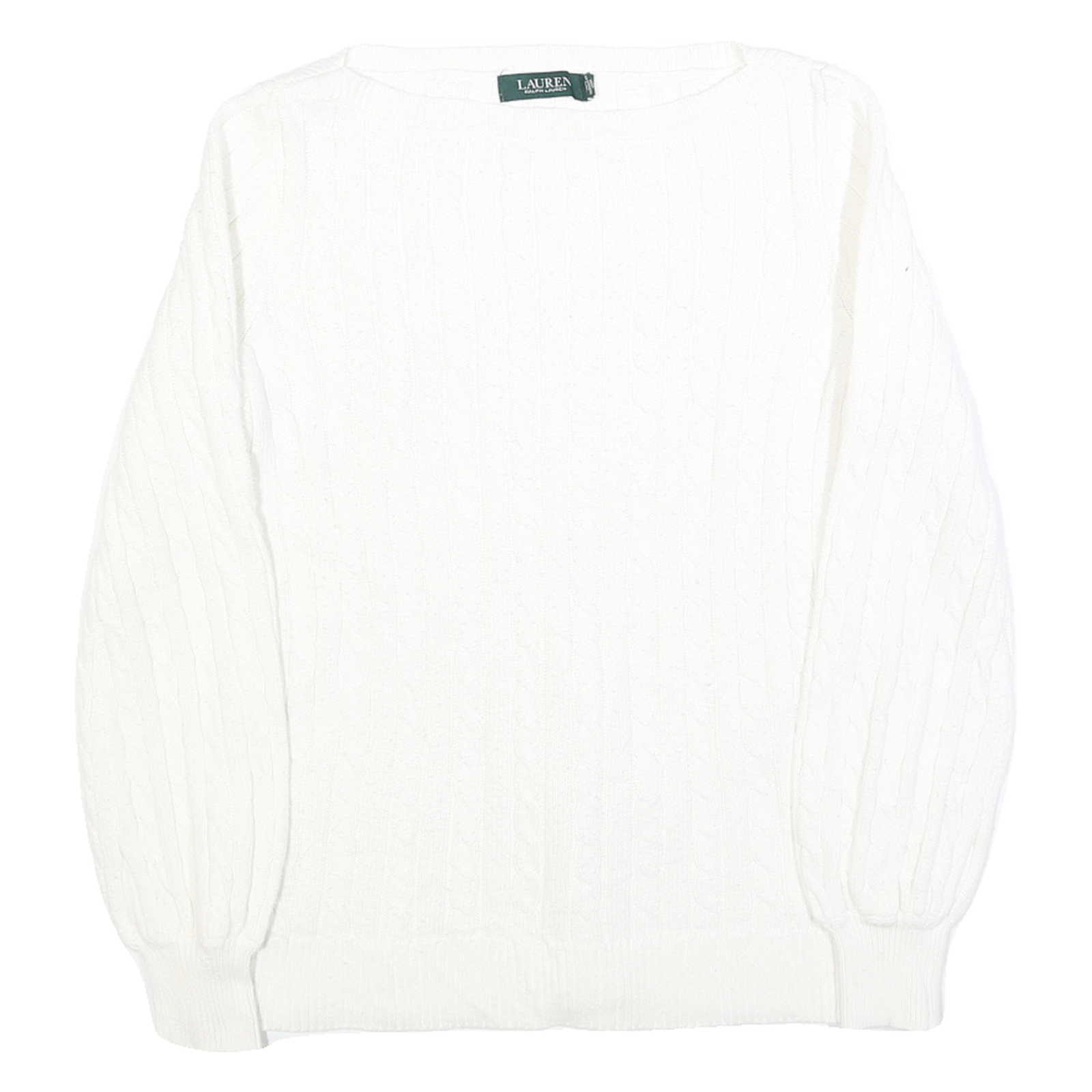 LAUREN RALPH LAUREN Womens White Plain Crew Neck Basic Knit Jumper S Cotton