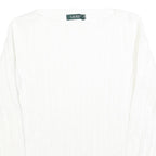 LAUREN RALPH LAUREN Womens White Plain Crew Neck Basic Knit Jumper S Cotton