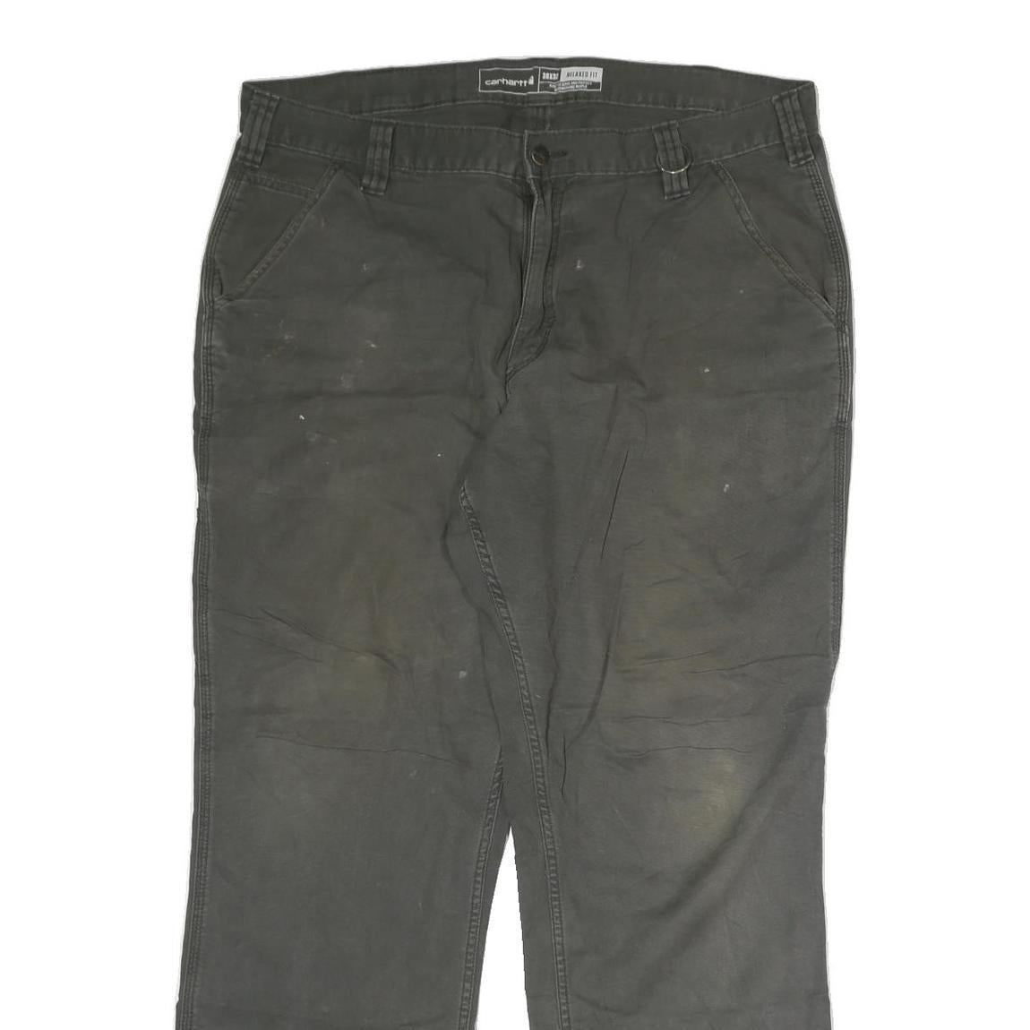 CARHARTT Mens Cotton Black Relaxed Straight Trousers W38 L32 Workwear Utility