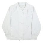Womens White Casual Jacket M Polyester Blend Button Plain Classic