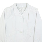 Womens White Casual Jacket M Polyester Blend Button Plain Classic