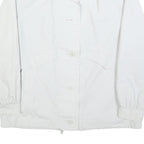 Womens White Casual Jacket M Polyester Blend Button Plain Classic