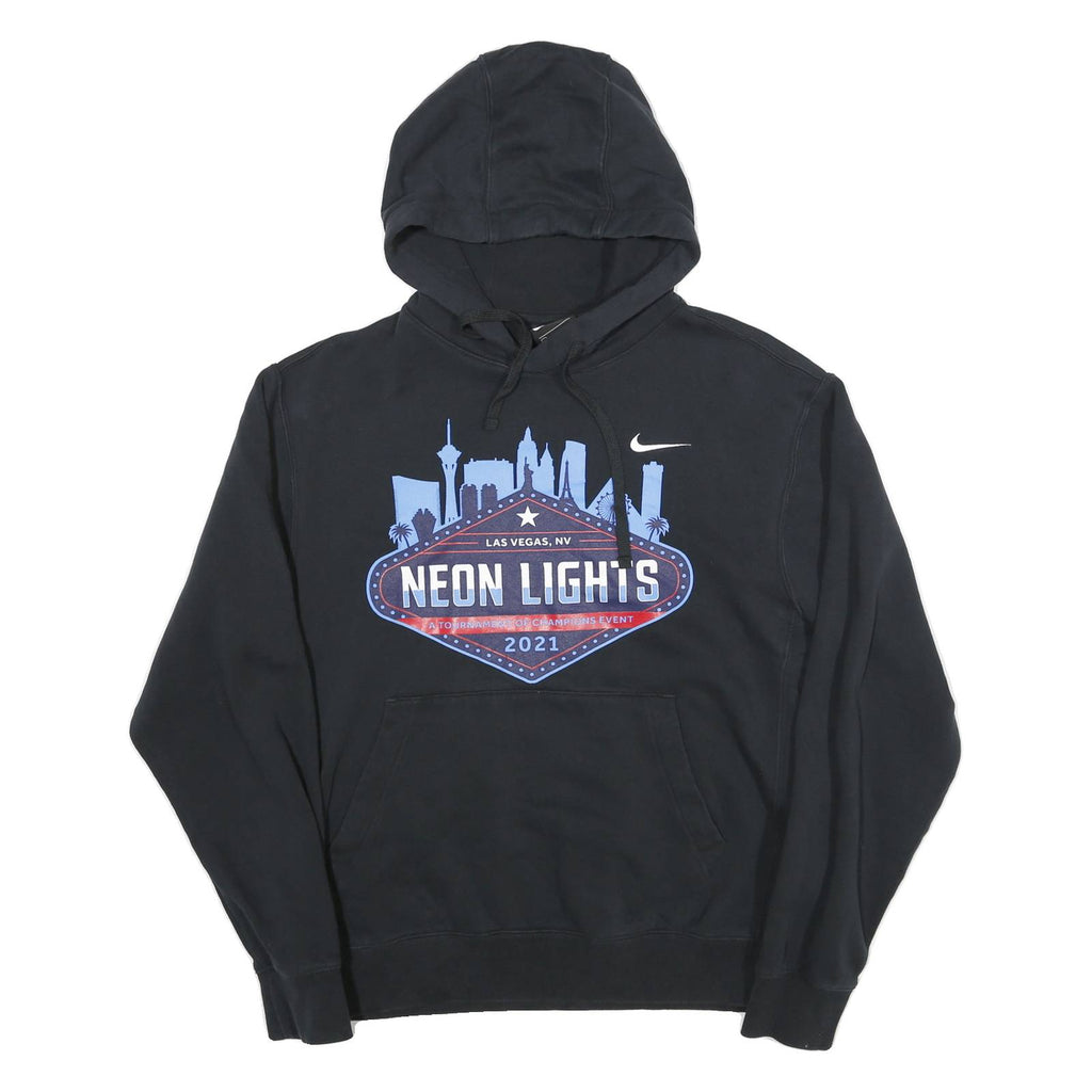 NIKE Mens Black Neon Lights Pullover Hoodie M 2021 Las Vegas Cotton Blend