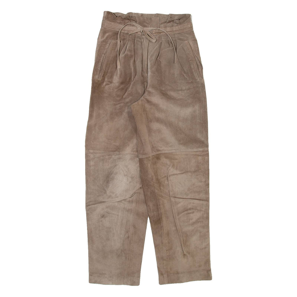 Womens Leather Trousers Brown Relaxed Tapered W24 L27