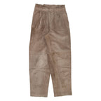 Womens Leather Trousers Brown Relaxed Tapered W24 L27