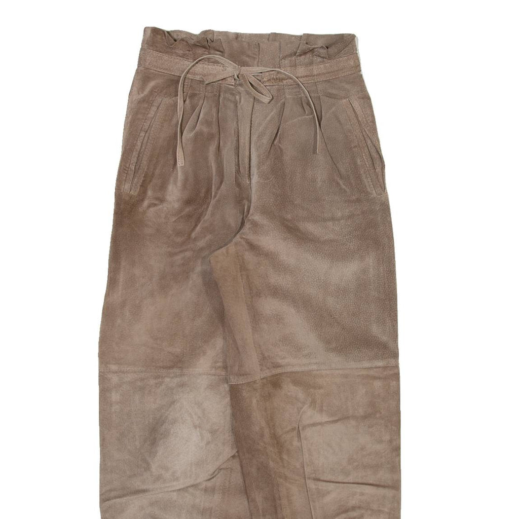 Womens Leather Trousers Brown Relaxed Tapered W24 L27