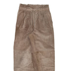 Womens Leather Trousers Brown Relaxed Tapered W24 L27