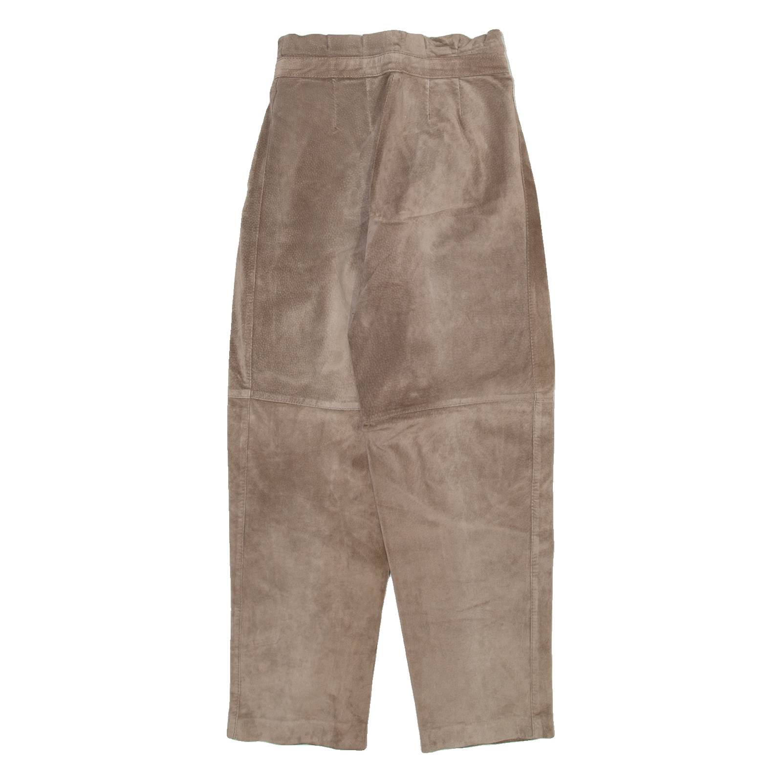Womens Leather Trousers Brown Relaxed Tapered W24 L27