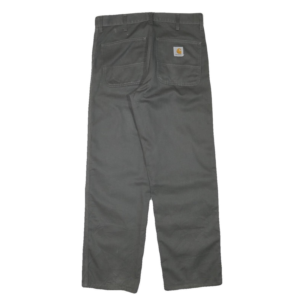 CARHARTT Mens Cotton Blend Regular Black Trousers W32 L30 Workwear Zip Closure