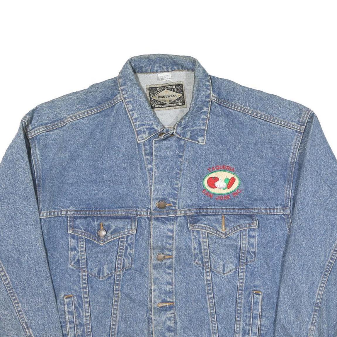 HALEMANE Mens Blue Denim Casual Jacket L Cotton Blend Button Front Plain